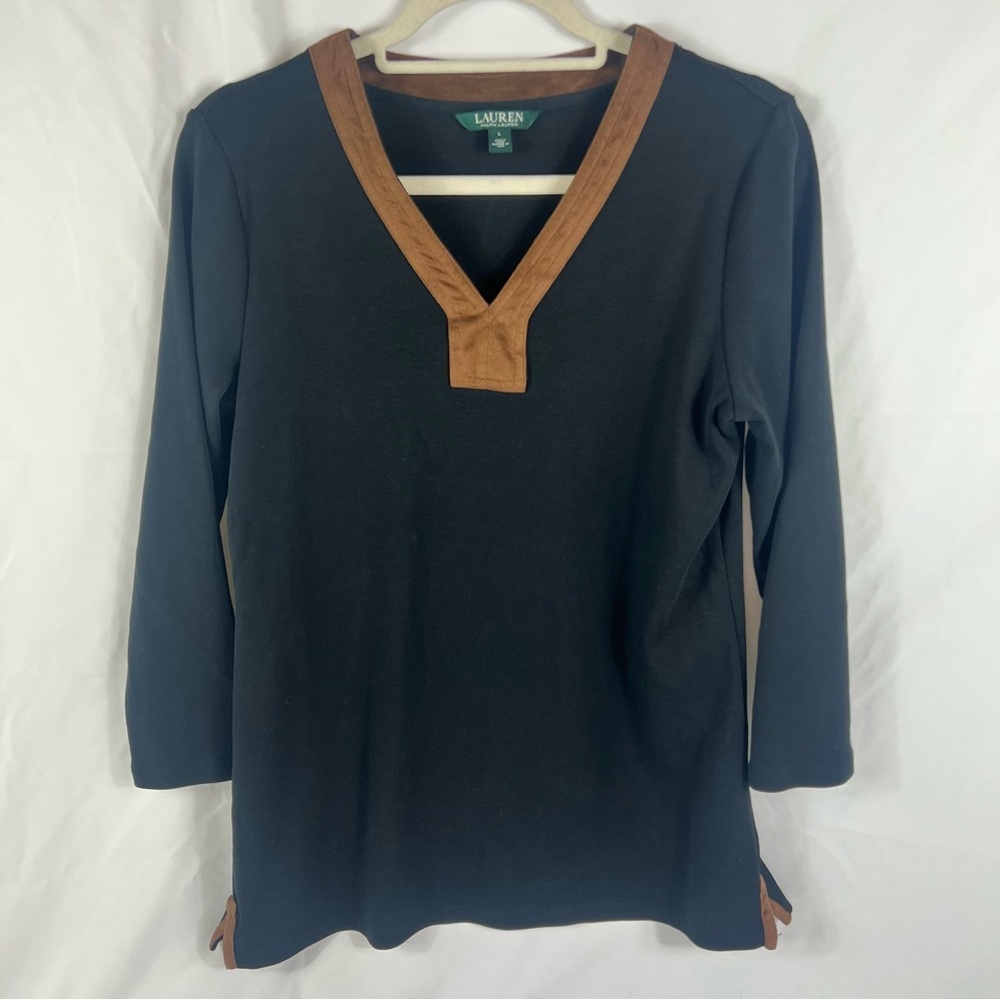 Ralph Lauren Black and Brown Long Sleeve Top